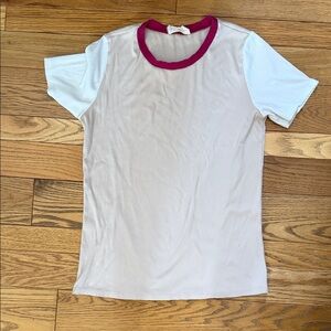 Stylish Women's Cream and White Boutique Top with Pink Accents